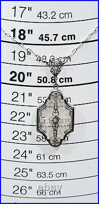 Vintage Signed Sterling Silver Art Deco Camphor Glass Necklace