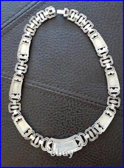 Vintage Sterling Silver Art Deco Black Onyx Marcasite Collar Necklace 925 MRF