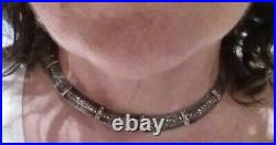 Vintage Sterling Silver Art Deco Marcasite Panel Choker Collar Necklace reg $420