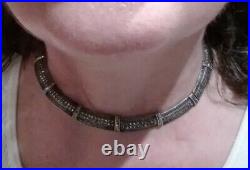 Vintage Sterling Silver Art Deco Marcasite Panel Choker Collar Necklace reg $420