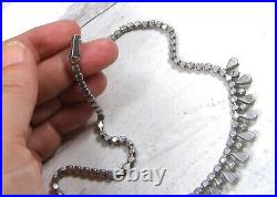 Vintage Sterling Silver Clear Paste Stone Rhinestone Teardrop Necklace Art Deco