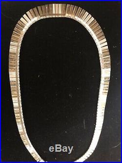 Vintage Sterling Silver Necklace Bib Choker Egyptian Revival Art Deco Style