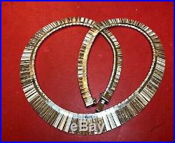 Vintage Sterling Silver Necklace Bib Choker Egyptian Revival Art Deco Style