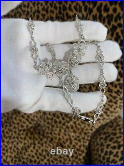 Vintage THEDA Sterling Silver Marcasite Flower Necklace 30s 40s 50s Art Deco