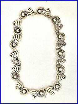 Vintage Taxco Mexico Art Deco Sterling Waves 14-3/4 Choker Necklace 33.2 grams
