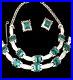 Vintage Trifari Necklace Set Art Deco Emerald & Invisibly Set Clear Rhinestones
