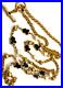 Vintage Unique Art Deco Reviv Gold-black Enamel Long Chain Necklace Toggle Clasp