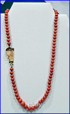 Vintage Unique art deco 18K red coral necklace