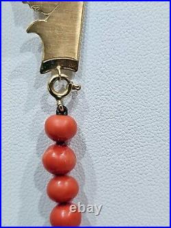 Vintage Unique art deco 18K red coral necklace