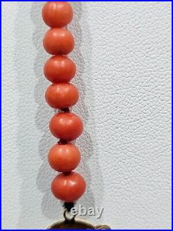 Vintage Unique art deco 18K red coral necklace