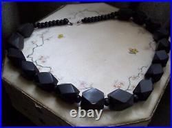 Vintage Wood Bead Necklace monies inspired large deep brown art deco rockabilly