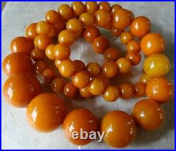 Vintage art deco butterscotch amber bakelite bead 31 long flapper necklace C680