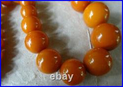 Vintage art deco butterscotch amber bakelite bead 31 long flapper necklace C680