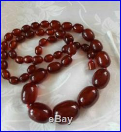 Vintage art deco cherry red bakelite necklace
