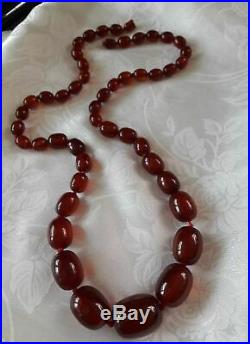 Vintage art deco cherry red bakelite necklace