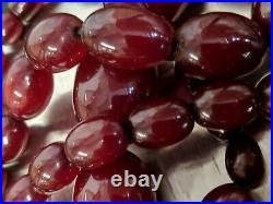Vintage authentic Cherry Amber Bakelite Bead Necklace 67g Large bead 2.9cm apx