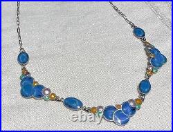 Vintage c 1930 Art Deco Sterling Silver Enamel BUBBLE Necklace