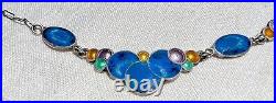 Vintage c 1930 Art Deco Sterling Silver Enamel BUBBLE Necklace