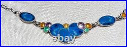 Vintage c 1930 Art Deco Sterling Silver Enamel BUBBLE Necklace