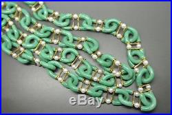 Vintage italian Archimede Seguso green art deco beaded glass necklace