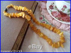 Vintage necklace genuine Antique polished old Baltic Amber pieces Art Deco clasp