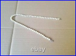 Vtg 14K GOLD Art Deco Akoya Saltwater PEARL NECKLACE 8mm Japanese 15.5 Knotted
