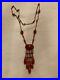 Vtg 1920 MAX NEIGER coral glass tassel art deco silver tone dangle necklace