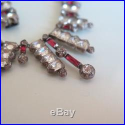 Vtg 1920s Art Deco Sterling Silver Paste Foiled Glass Necklace