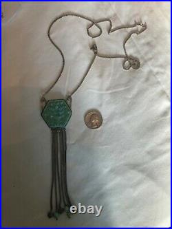 Vtg 1920s MAX NEIGER egyptian etruscan art deco tassel necklace