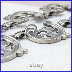 Vtg 1930s 40s Signed BAS Foliate Link Sterling Silver Necklace