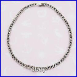 Vtg 1930s Art Deco Channel Set Sapphire Glass Paste Buckle Necklace