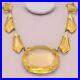 Vtg 1930s Art Deco Czech Kite Glass Yellow Pendant Necklace