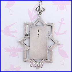 Vtg 1930s Art Deco Sodalite Geometric Marcasite Sterling Silver Pendant Necklace