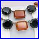 Vtg 1930s Art Deco Sterling Silver Natural Onyx Carnelian Geometric Necklace