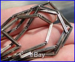 Vtg 1930s MODERNIST Unique Link STERLING 24 Art Deco Long BAR CHAIN NECKLACE