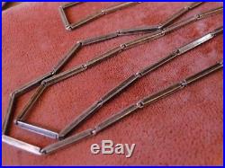 Vtg 1930s MODERNIST Unique Link STERLING 24 Art Deco Long BAR CHAIN NECKLACE