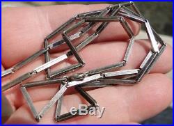 Vtg 1930s MODERNIST Unique Link STERLING 24 Art Deco Long BAR CHAIN NECKLACE