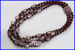 Vtg ART DECO Italian VENETIAN MURANO Art Glass Beaded Necklace Foil back beads