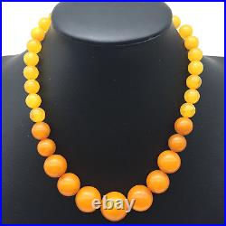 Vtg Antique Art Deco Butterscotch Egg Yolk Amber Graduated Bead Necklace 14