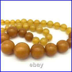 Vtg Antique Art Deco Butterscotch Egg Yolk Amber Graduated Bead Necklace 14