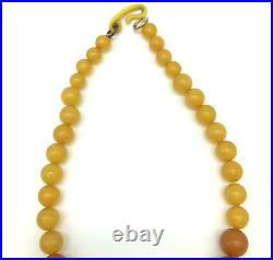 Vtg Antique Art Deco Butterscotch Egg Yolk Amber Graduated Bead Necklace 14