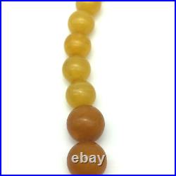 Vtg Antique Art Deco Butterscotch Egg Yolk Amber Graduated Bead Necklace 14