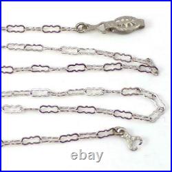 Vtg Antique Art Deco Paperclip Sterling Silver Chain Necklace 17 2mm LJB3