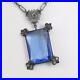 Vtg Antique Art Deco Sterling Silver Blue Glass Filigree Necklace 15 LFJ3