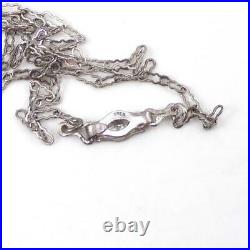 Vtg Antique Art Deco Sterling Silver Filigree Dangle Lavalier Necklace 15 LJH4