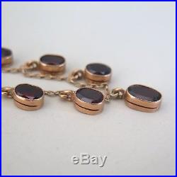 Vtg Art Deco 10k Gold Natural Garnet Dangle Necklace