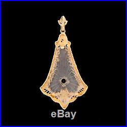 Vtg Art Deco 14k Gold Diamond Camphor Glass Pendant For Necklace