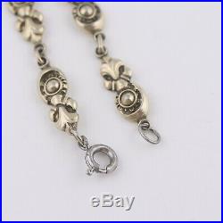 Vtg Art Deco 800 Silver Vermeil Natural Amethyst Flower Pendant Signed Necklace