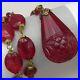 Vtg Art Deco Czech Cherry Red Mughal Tutti Frutti Molded Glass Pendant Necklace