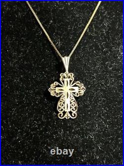 Vtg Art Deco Michael Anthony ma Solid 14k gold cross pendant necklace 18, 2.32g